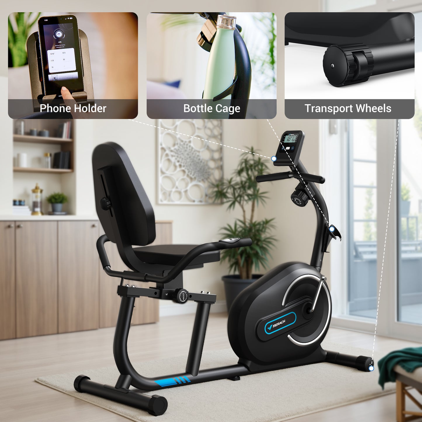SmartVoro ReclineX Pulse magnetic recumbent exercise bike under 5dB barely sound noise-free workout magnetic flywheel lumbar spine support