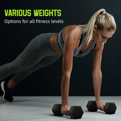 20 lb rubber hex dumbbell close-up grip — SmartVoro  home gym dumbbell weights