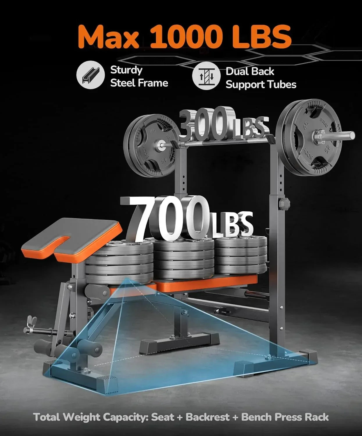 Adjustable incline weight lifting bench with leg extension attachment for full body workout