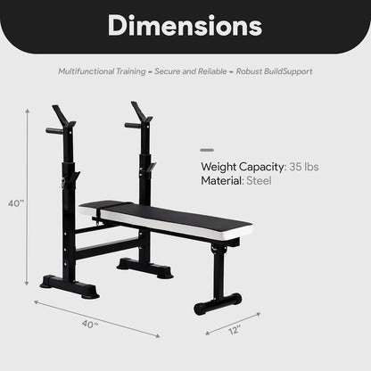 Compact home gym weight lifting bench with stable steel frame