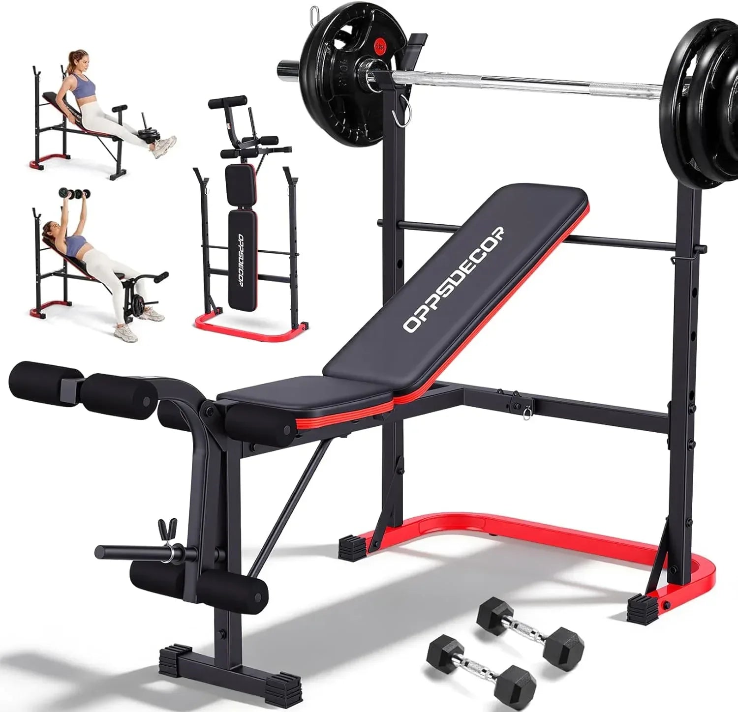Heavy duty adjustable weight bench with preacher curl station and barbell holder
