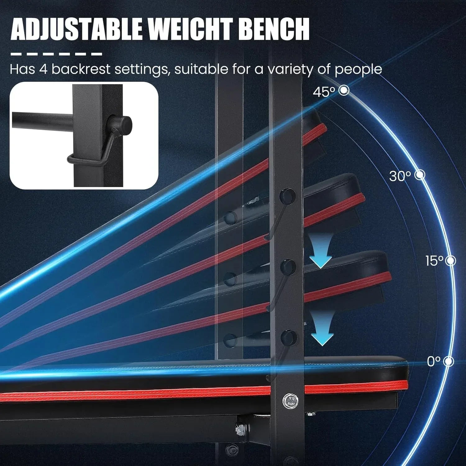 Home gym adjustable bench press station with preacher curl attachment and leg developer