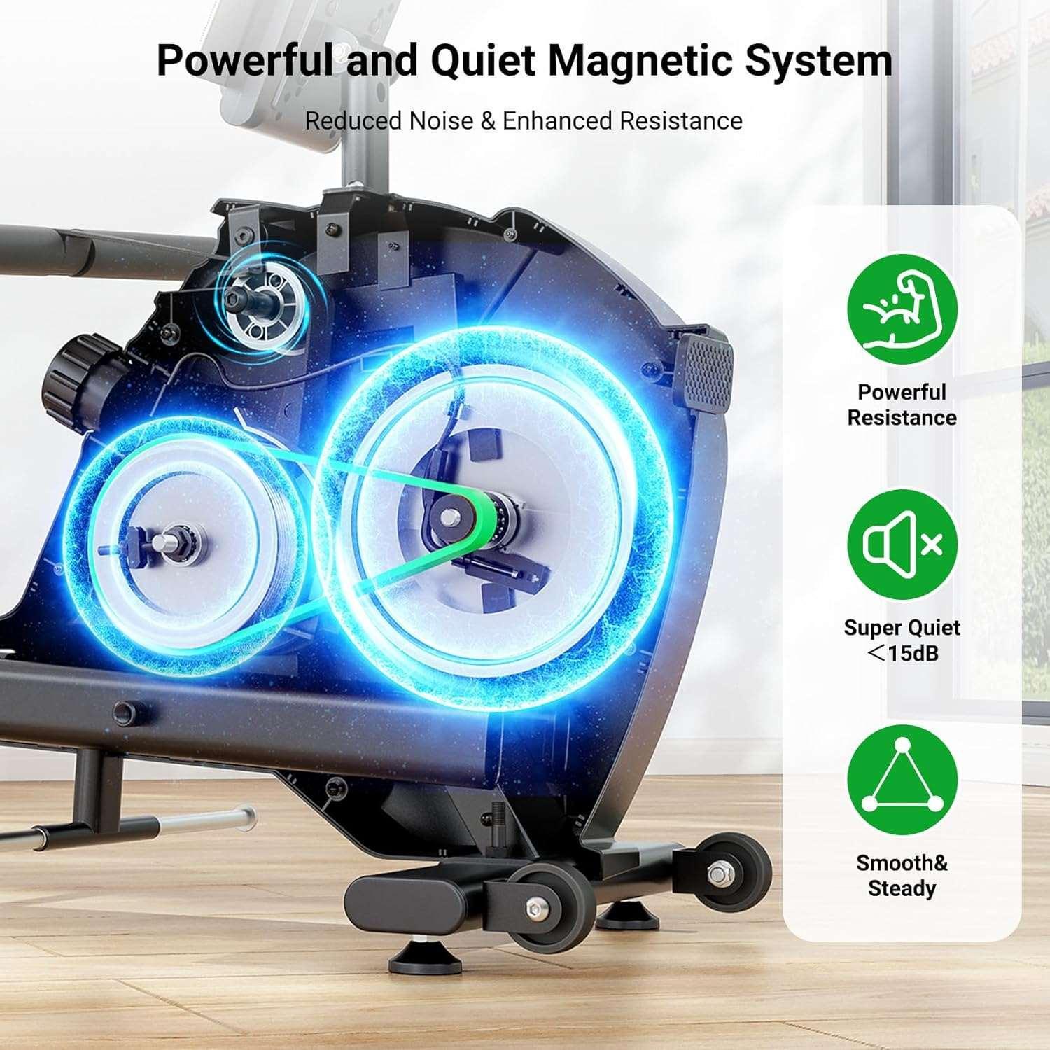 "Man Using SmartVoro Rowing Machine with Bluetooth App Sync – Full Body Workout"