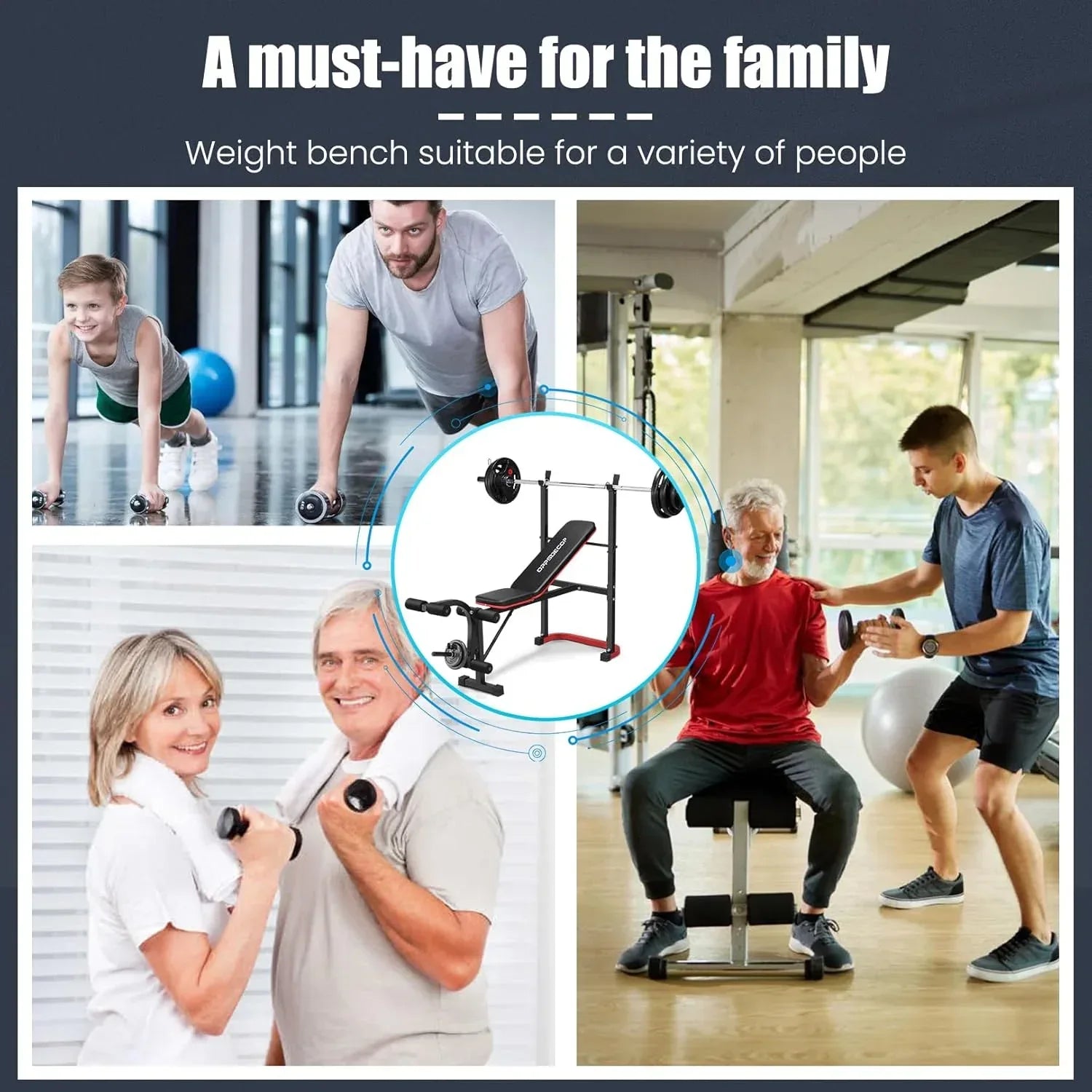 Multi function home gym bench for bench press arm curls and full body workout