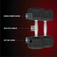  Pair of SmartVoro 25 lb dumbbells side angle — heavy rubber hex dumbbell set for chest and back