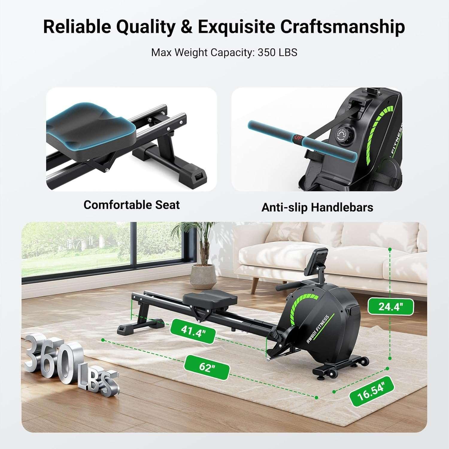 "SmartVoro Compact Rowing Machine in Folded Position – Ideal for Apartment Storage"