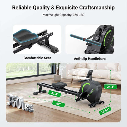 "SmartVoro Compact Rowing Machine in Folded Position – Ideal for Apartment Storage"