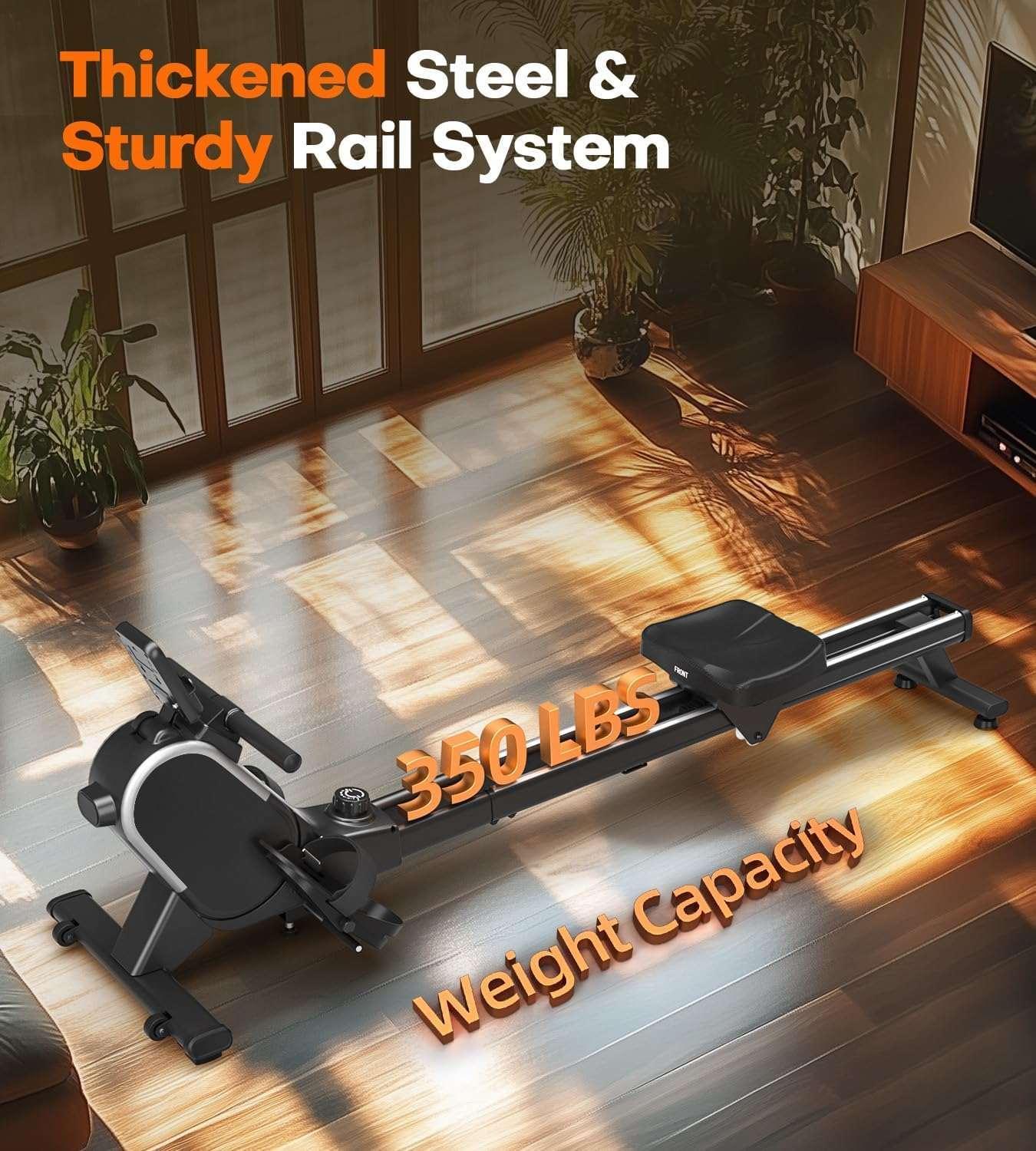 SmartVoro magnetic rowing machine for home gym with LCD screen and Bluetooth, foldable indoor rower machine for sale USA.