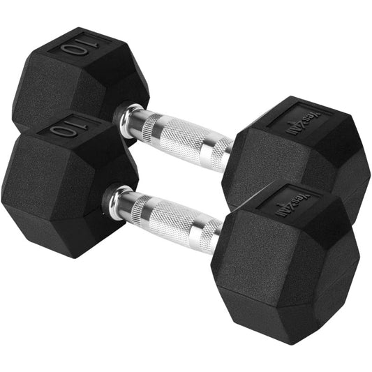  SmartVoro 10 lb rubber hex dumbbells pair on white background — beginner home gym dumbbell
weights