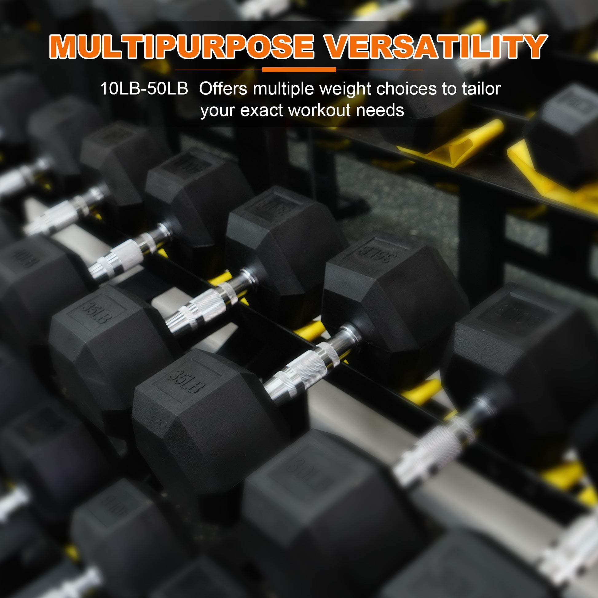 SmartVoro 15 pound dumbbells angled product shot — solid rubber hex head non-roll design