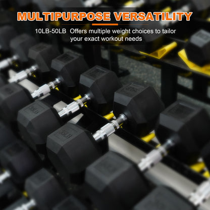 SmartVoro 15 pound dumbbells angled product shot — solid rubber hex head non-roll design