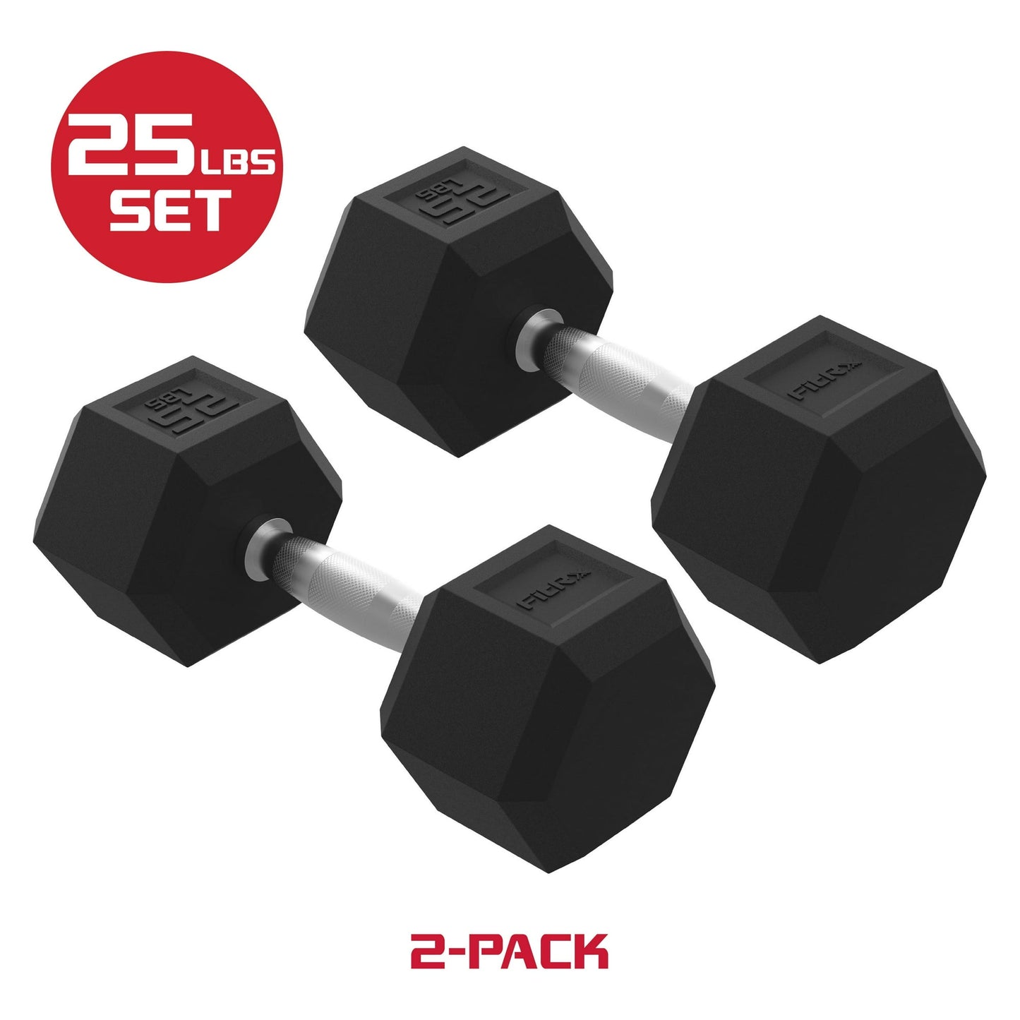 SmartVoro 25 lb rubber hex dumbbells pair — 25 pound dumbbell weights for intermediate strength
training