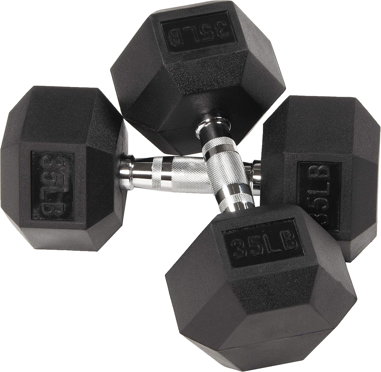 SmartVoro 35 lb rubber hex dumbbells pair — 35 pound dumbbell weights for advanced upper body
strength