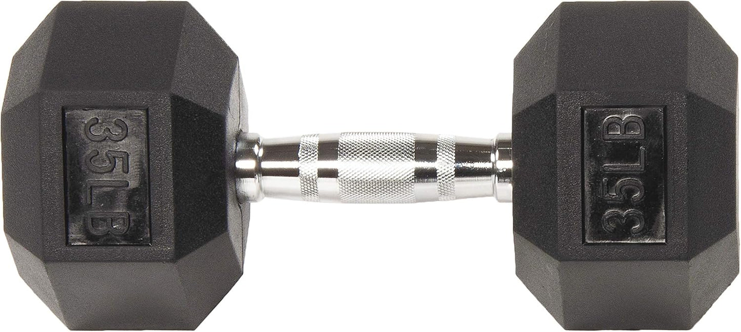 SmartVoro 35 pound dumbbells rubber hex head detail — thick heavy-duty coating for advanced tr