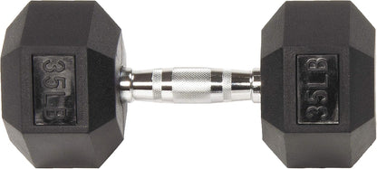 SmartVoro 35 pound dumbbells rubber hex head detail — thick heavy-duty coating for advanced tr