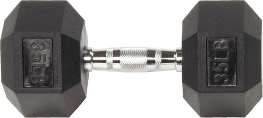 SmartVoro 35 pound dumbbells rubber hex head detail — thick heavy-duty coating for advanced tr