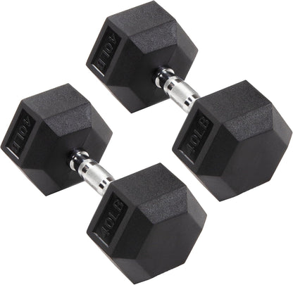 SmartVoro 40lb hex dumbbell weight face close-up — precision 40 pound rubber dumbbell weights