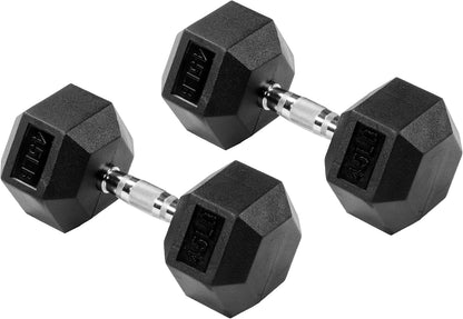 SmartVoro 45 pound dumbbells reinforced rubber hex head — elite heavy dumbbell weights side v
