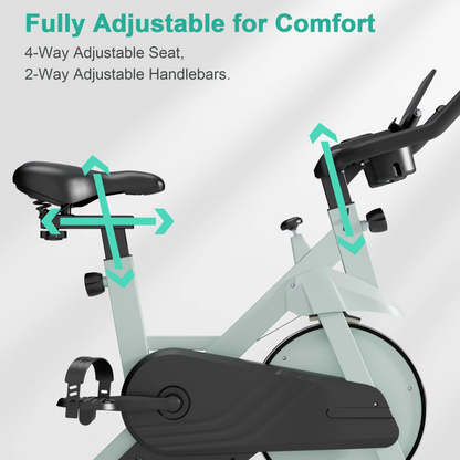 SmartVoro CycleX Pro™ exercise bike 8-type LCD display showing speed distance RPM calories with 1-32 resistance level selection