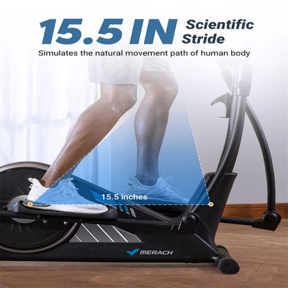 SmartVoro Elite elliptical machine LCD display tracking calories burned, speed, distance and heart rate during workout session