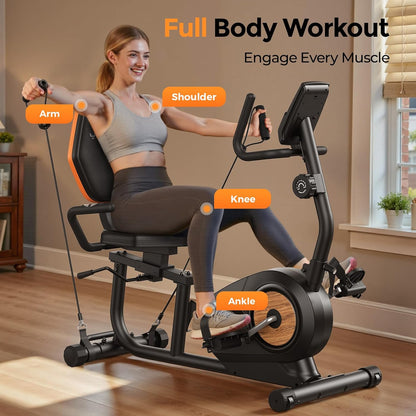 SmartVoro ReclineX BandFlex recumbent bike 6-metric LCD display Bluetooth Zwift Kinomap smart app connectivity time speed distance calories pulse