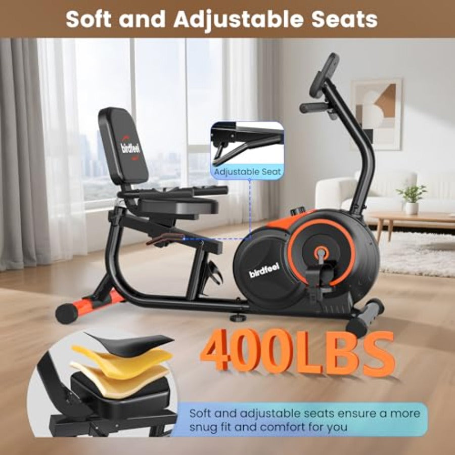 SmartVoro ReclineX Comfort quiet recumbent bike under 15dB smooth operation durable thickened steel pipe structure for home use