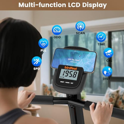 SmartVoro ReclineX Comfort recumbent fitness bike multi-function LCD display pulse speed odometer time calories distance phone holder