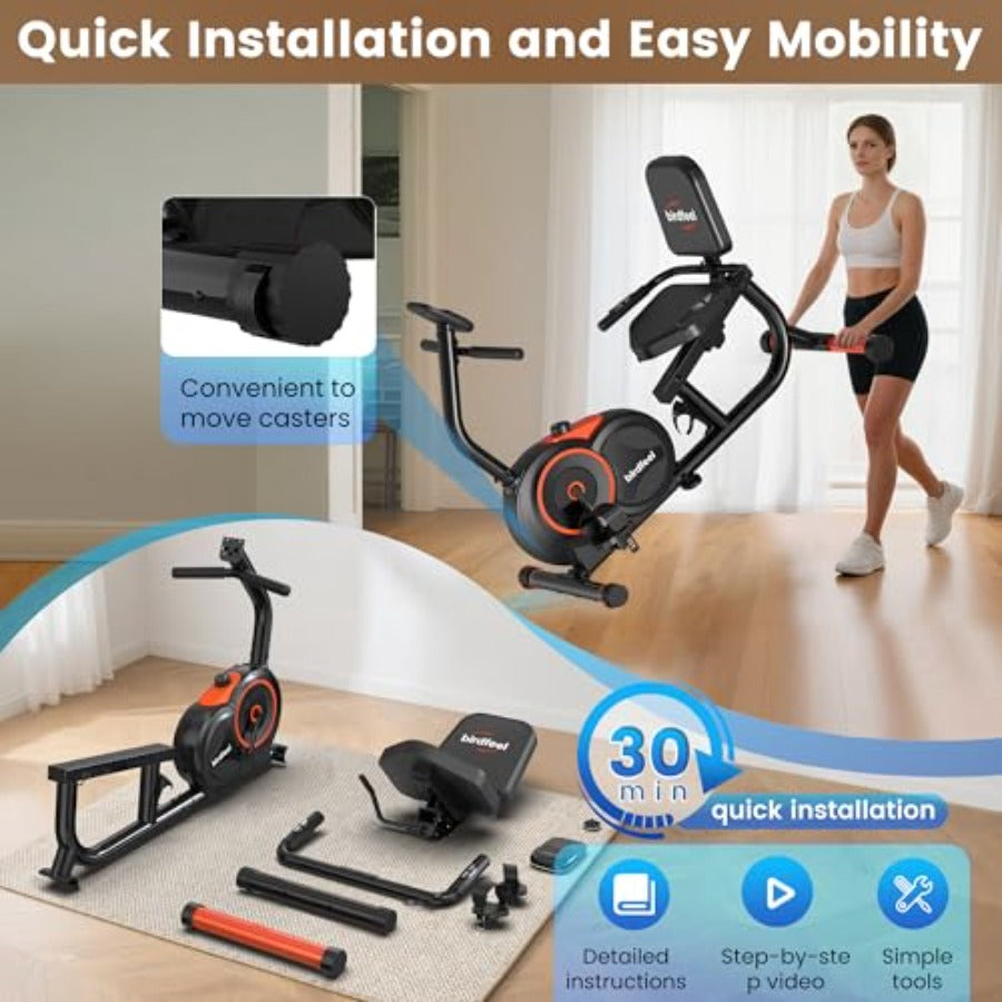 SmartVoro ReclineX Comfort recumbent stationary bike 16-level tension control multi-functional resistance warm up aerobic strength intense workout