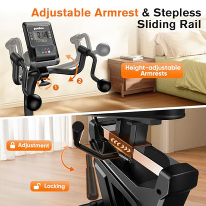 SmartVoro ReclineX DualFit recumbent bike height-adjustable armrests stepless sliding rail adjustment lock locking mechanism home gym USA