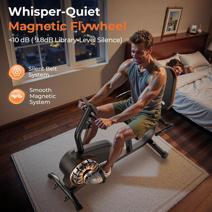 SmartVoro ReclineX LowRide best recumbent exercise bike for seniors adults phone holder tablet holder black orange low impact home cardio USA