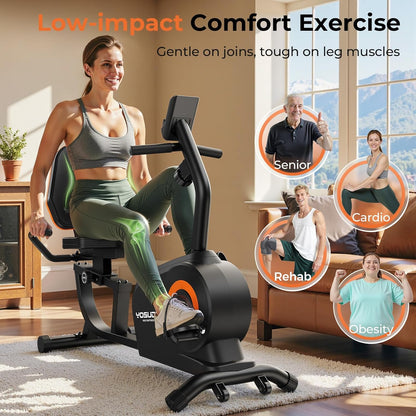 SmartVoro ReclineX LowRide low-impact recumbent exercise bike gentle on joints tough on leg muscles for seniors cardio rehabilitation obesity home gym