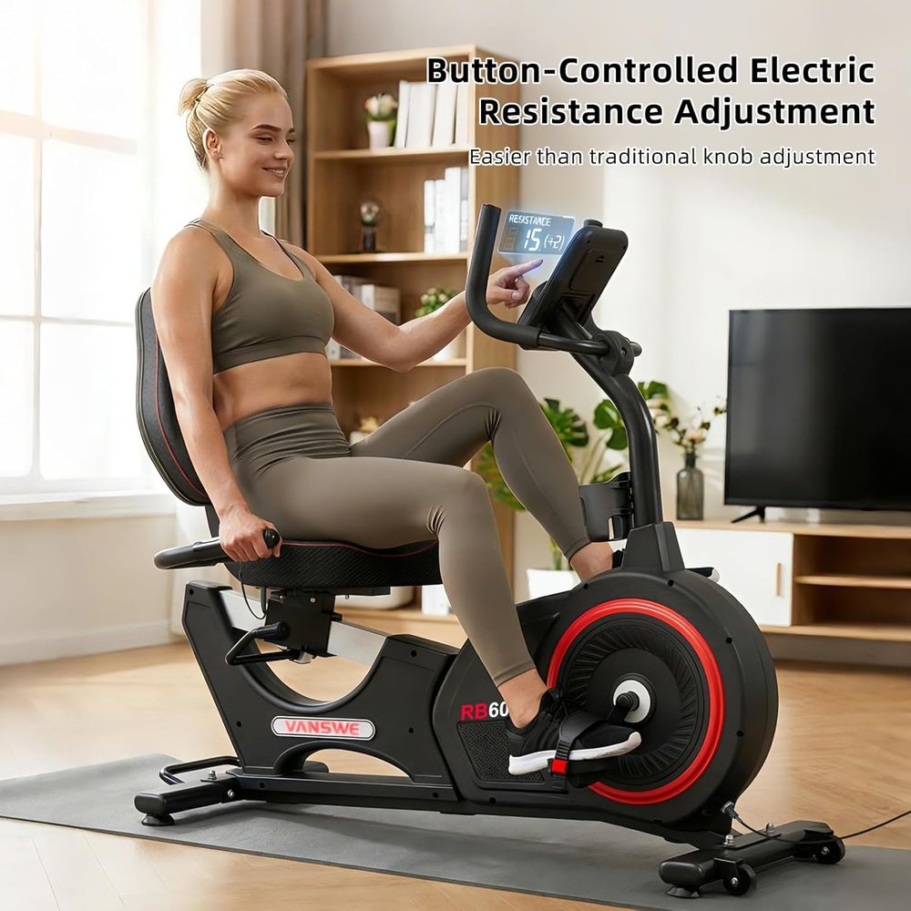 SmartVoro ReclineX Pro recumbent bike backlit LED monitor with 19 built-in programs Bluetooth Zwift Kinomap smart sync resistance