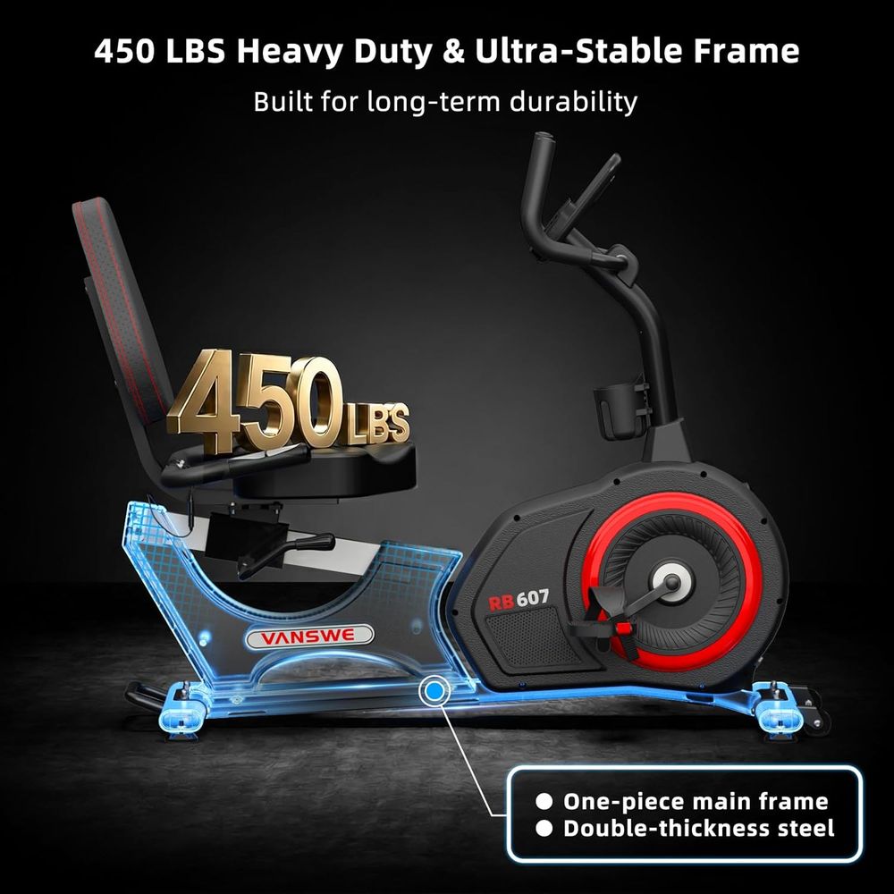 SmartVoro ReclineX Pro recumbent stationary bike button-controlled electric resistance adjustment 16 levels easy control for seniors and adults