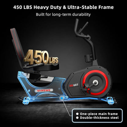 SmartVoro ReclineX Pro recumbent stationary bike button-controlled electric resistance adjustment 16 levels easy control for seniors and adults