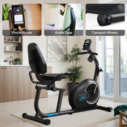 SmartVoro ReclineX Pulse magnetic recumbent exercise bike under 5dB barely sound noise-free workout magnetic flywheel lumbar spine support