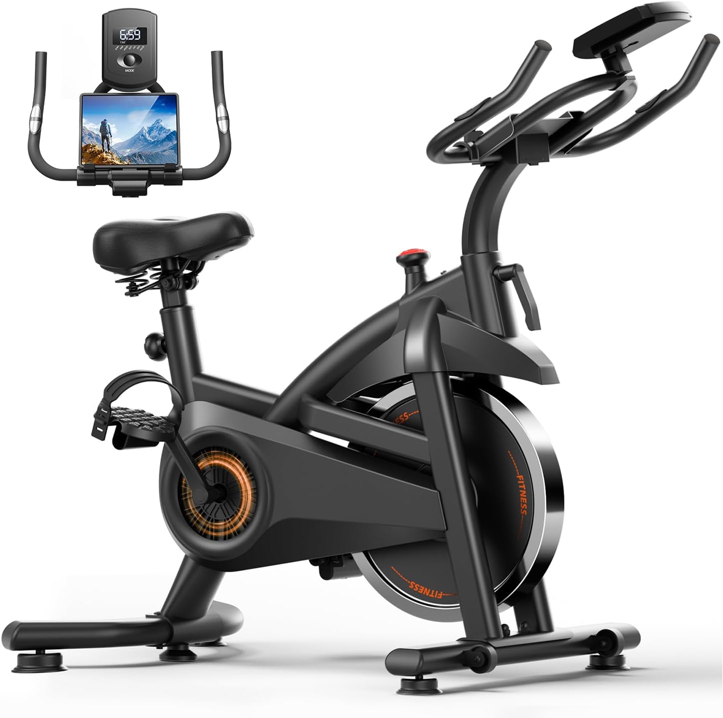 SmartVoro SilentRide X indoor exercise bike silent belt drive system under 25dB quiet stationary bike for home bedroom night riding