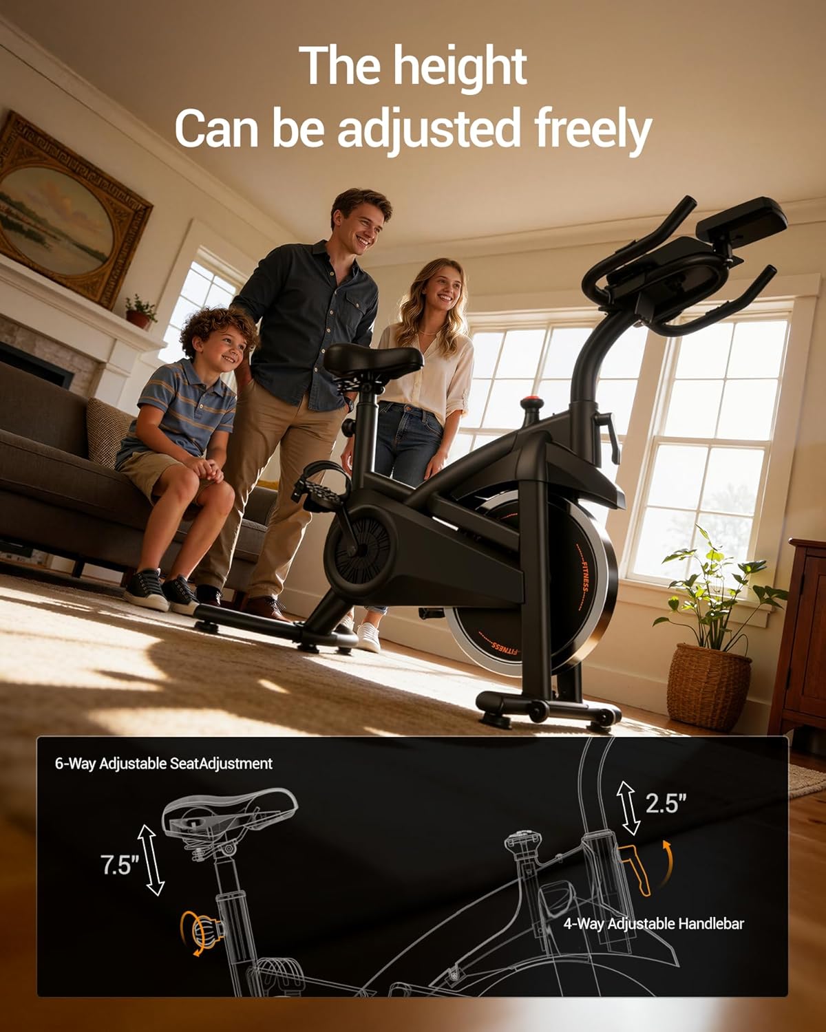 SmartVoro SilentRide X precision flywheel indoor exercise bike with adjustable pedals comfortable seat cushion pad support and phone holder