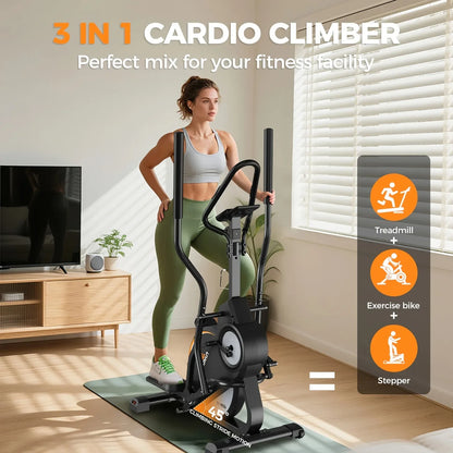 SmartVoro™ Smart best elliptical machine for home – black orange adjustable handlebar elliptical with app connectivity and no subscription fees