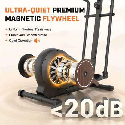 SmartVoro Wood Series elliptical machine LCD display tracking calories burned speed distance and time – best elliptical machine without subscription