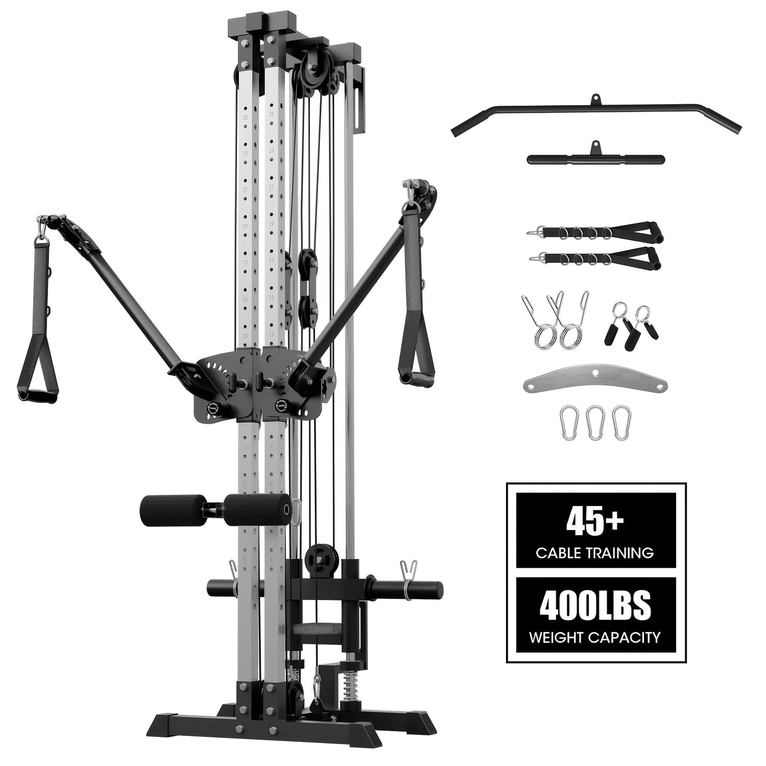  SmartVoro dual upright cable crossover machine showing stable dual upright frame comparison versus shaky single upright competitors for heavy home gym training