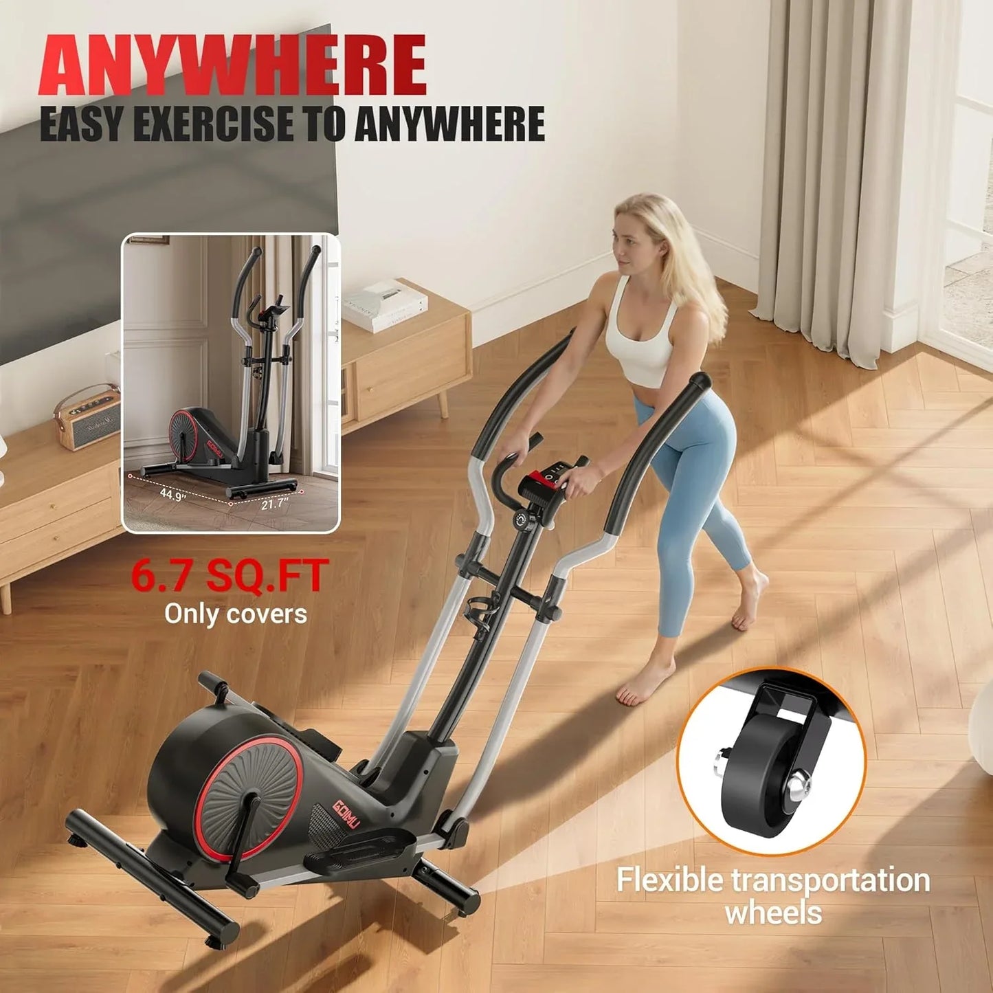 SmartVoro elliptical machine anti-slip oversized foot pedals – best elliptical machine for seniors and low impact cardio