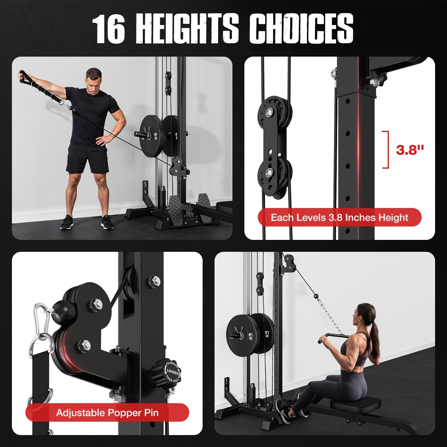 SmartVoro foldable wall mounted cable machine with space saving folding design showing machine folded flat against wall to save home gym floor space