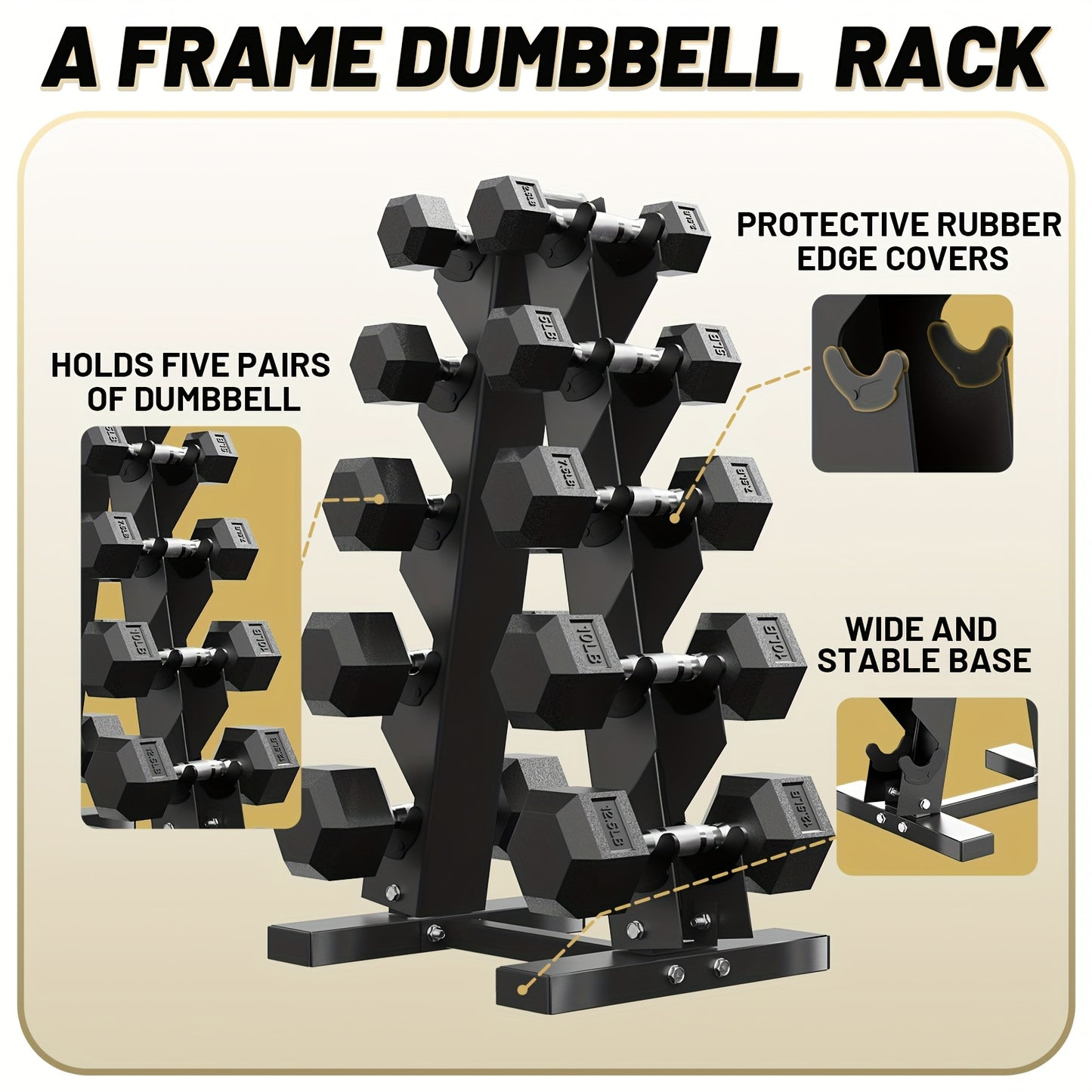SmartVoro rubber hex dumbbell set with rack knurled chrome handle grip close-up 25 lb weight