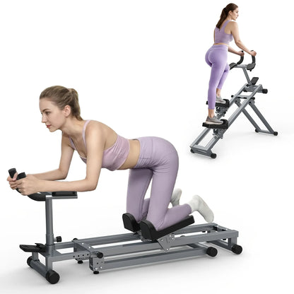 SmartVoro stair stepper sliding rail system with padded shin rests – small stair stepper for home glute and inner thigh workout exercises