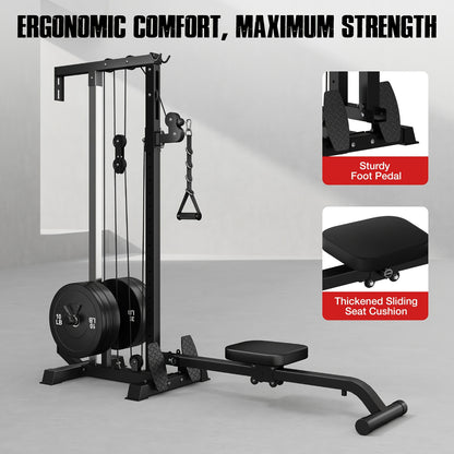 SmartVoro wall mount cable machine showing 16 height adjustment positions with 3.8 inch spacing and adjustable popper pin pulley system for home gym workouts