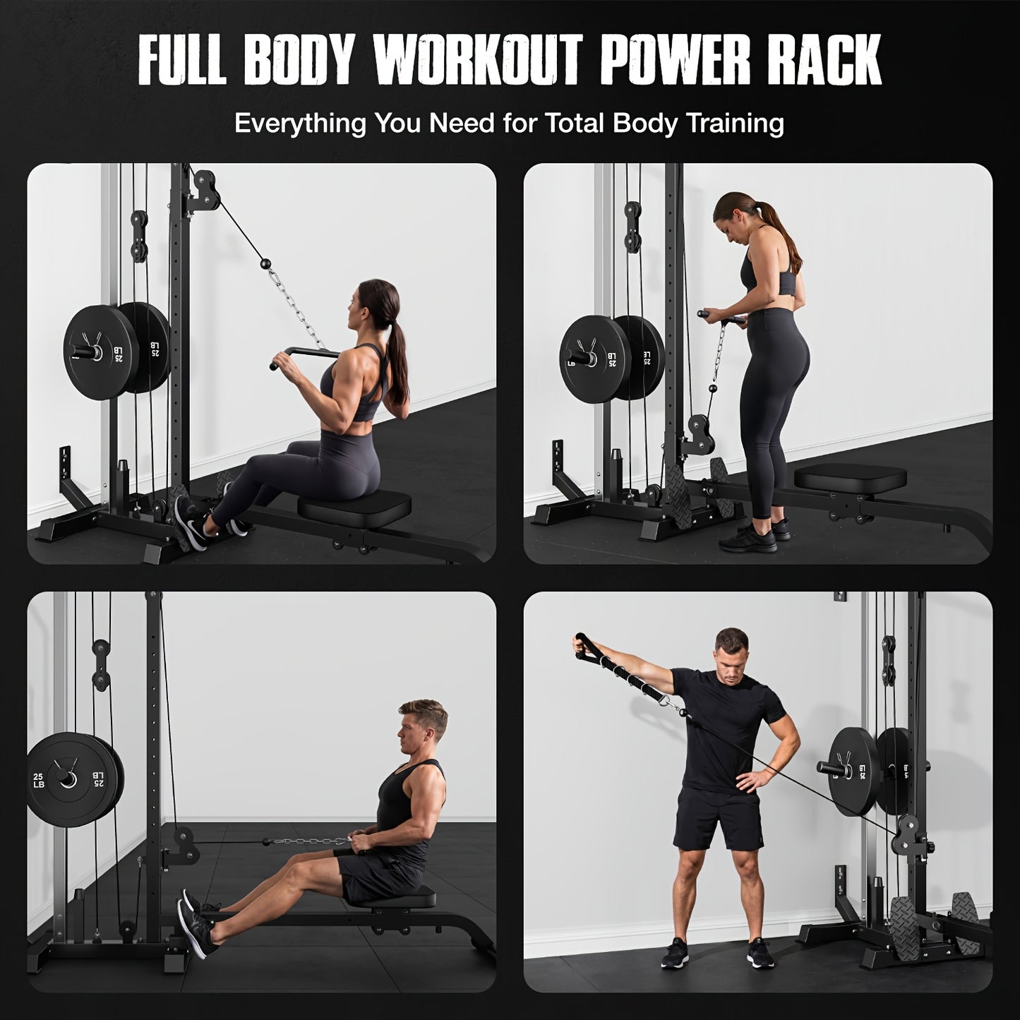 SmartVoro wall mounted strength trainer cable machine with extended handle attachment, favorable tilt angle for storage and silent smooth pulley system

