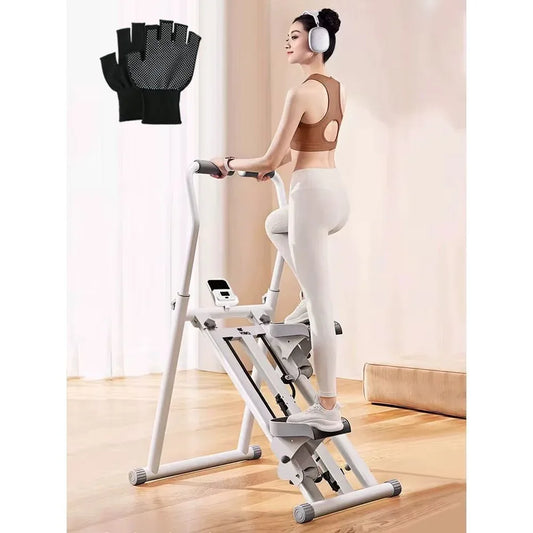 SmartVoro™ white foldable stair stepper machine for home – best compact mini stair stepper with LCD display U-bar handle for weight loss and cardio