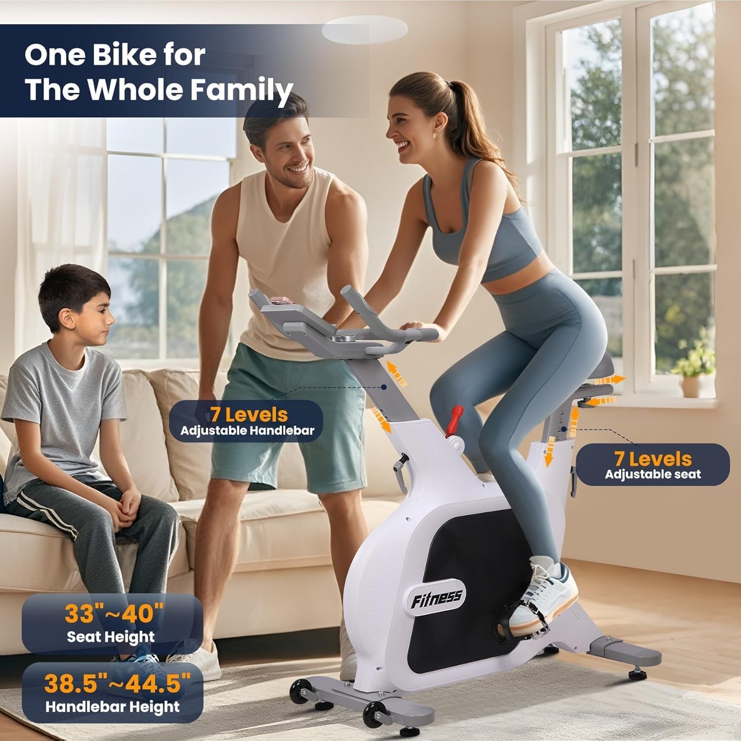 Smartvoro EliteRide cycling bike for whole family 7-level adjustable handlebar 38.5 to 44.5 inches 7-level seat 33 to 40 inches height
