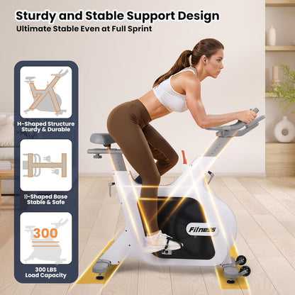 Smartvoro EliteRide indoor cycling bike H-shaped sturdy frame X-shaped stable base 300 LBS load capacity full sprint stability