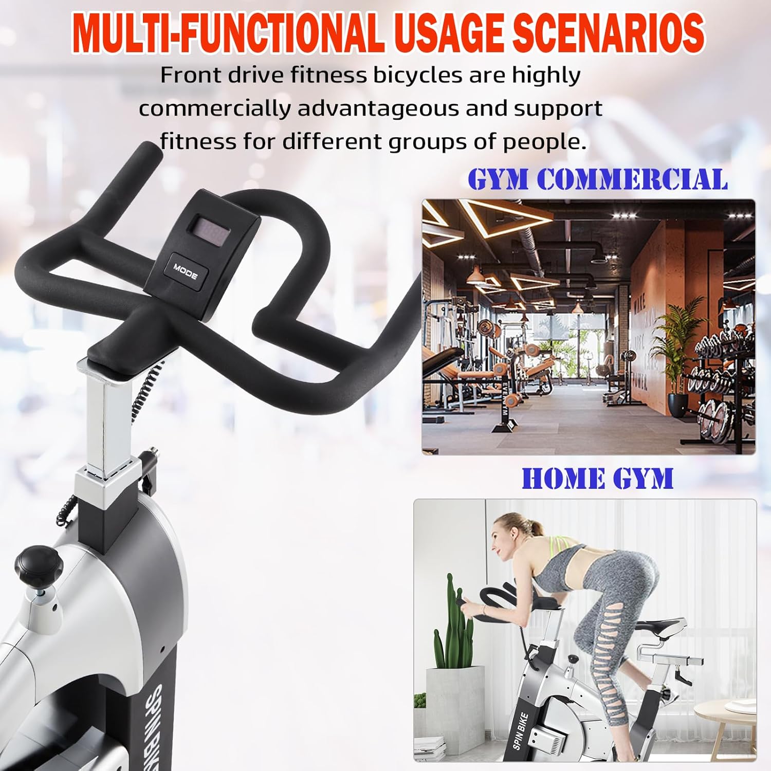 Smartvoro ProRide indoor cycling stationary spin bike full side view commercial grade steel frame silver black design for home gym